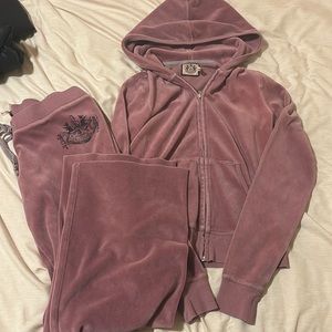 purple pink juicy couture velour tracksuit set